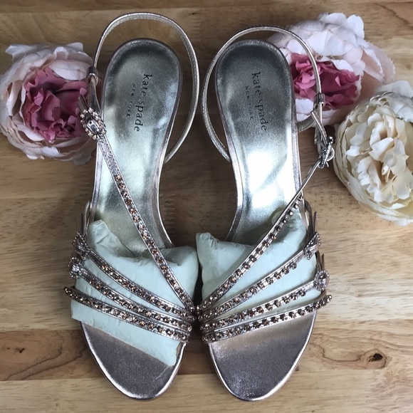 Kate Spade Rose Gold Leather Heels 10 M. Kitten 3” heel - Picture 2 of 8